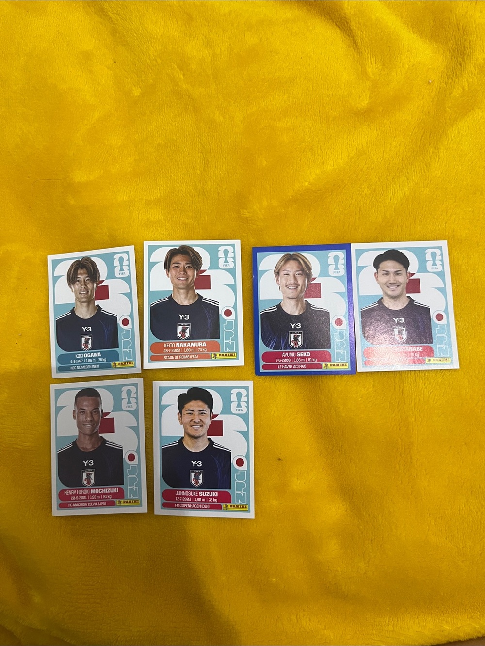 Panini Japan Soccer Player Sticker Set - Yellow Background